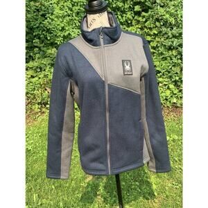 NWT Spyder mens Blue and gray Color Block flannel Thick lined Small jacket